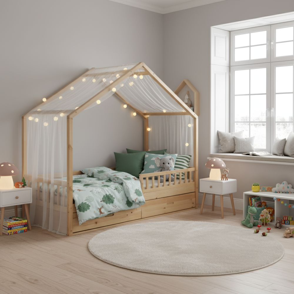 Montessori postel, 90x200, přírodní, masiv, BIANKA