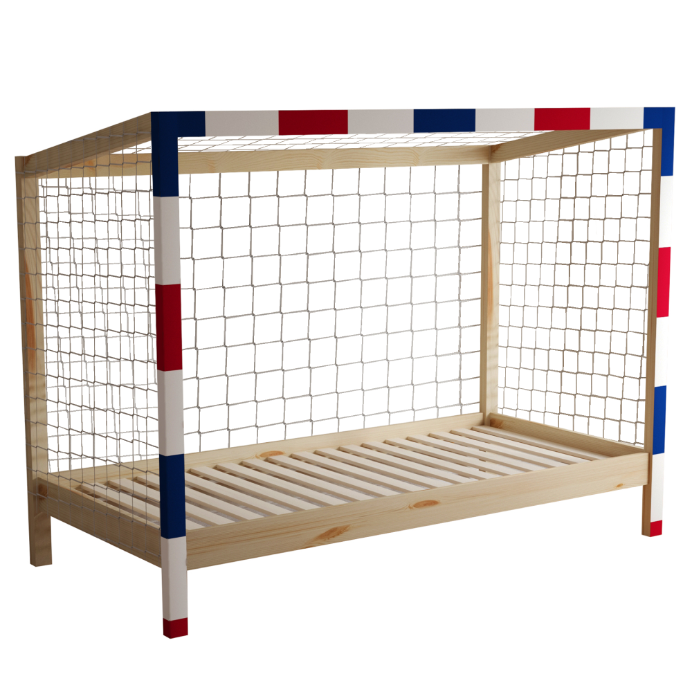Montessori postel, přírodní/bílá/modrá/červená, 90x200, FUTAL
