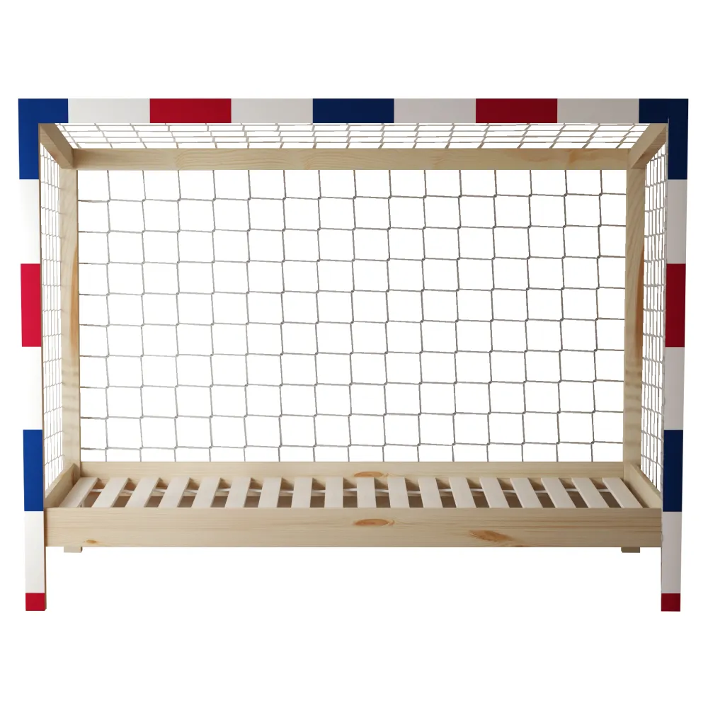 Montessori postel, přírodní/bílá/modrá/červená, 90x200, FUTAL