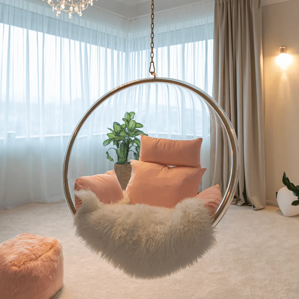 Závěsné křeslo, transparentní/zlatá/růžová, BUBBLE NEW TYP 1
