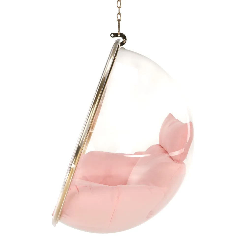 Závěsné křeslo, transparentní/zlatá/růžová, BUBBLE NEW TYP 1