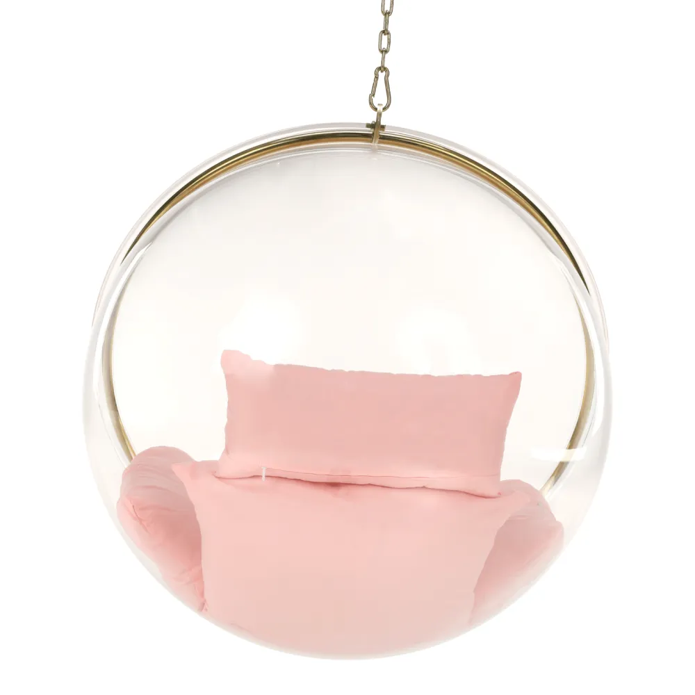 Závěsné křeslo, transparentní/zlatá/růžová, BUBBLE NEW TYP 1