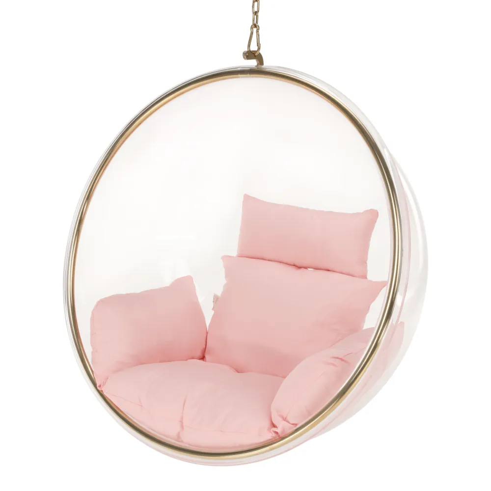 Závěsné křeslo, transparentní/zlatá/růžová, BUBBLE NEW TYP 1
