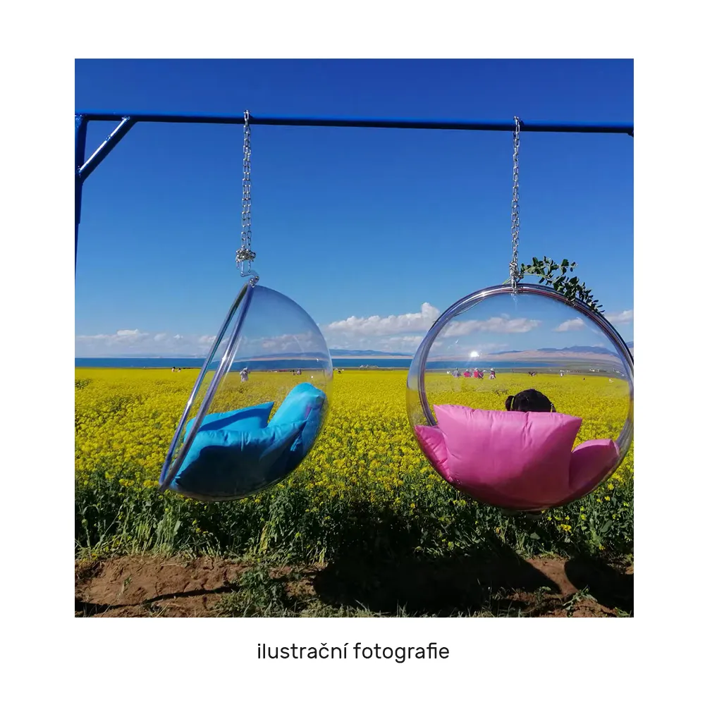 Závěsné křeslo, transparentní/zlatá/růžová, BUBBLE NEW TYP 1