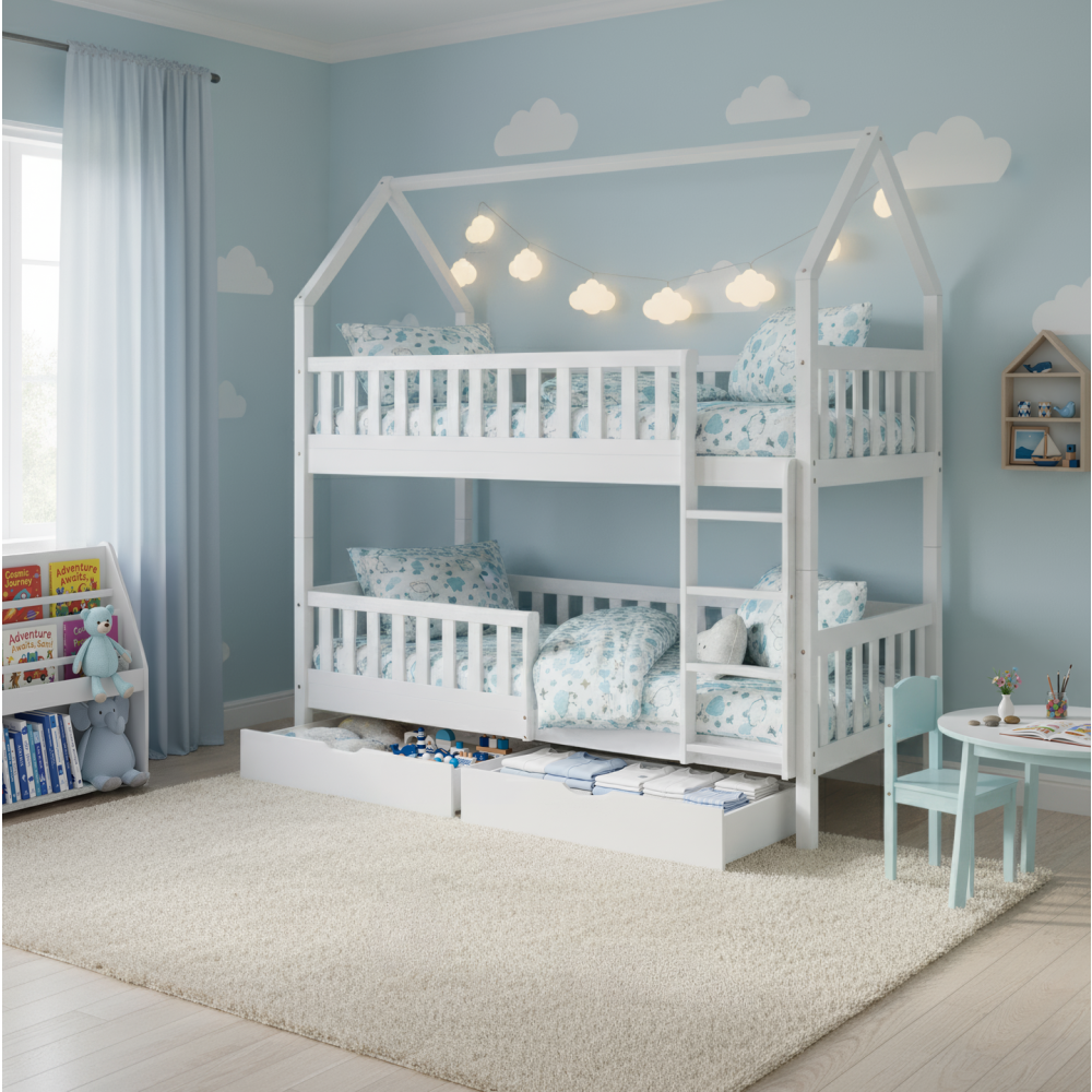 Montessori patrová postel, bílá, VENITA TYP 2