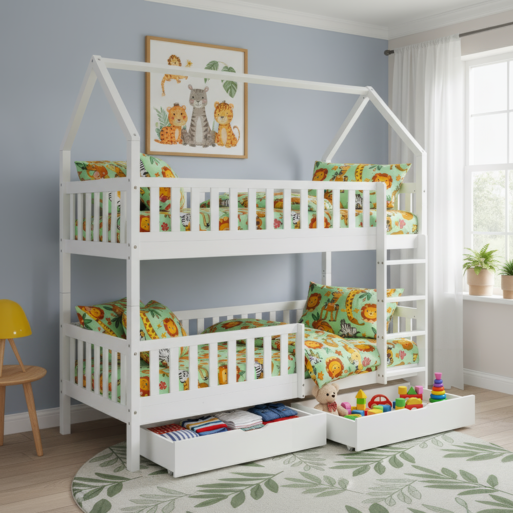 Montessori patrová postel, bílá, VENITA TYP 2