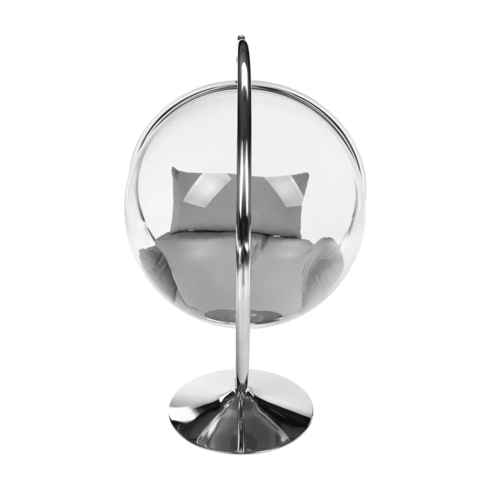 Závěsné křeslo se stojanem, transparentní/stříbrná/šedá, BUBBLE NEW TYP 3
