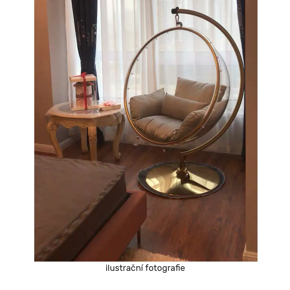 Závěsné křeslo se stojanem, transparentní/stříbrná/šedá, BUBBLE NEW TYP 3