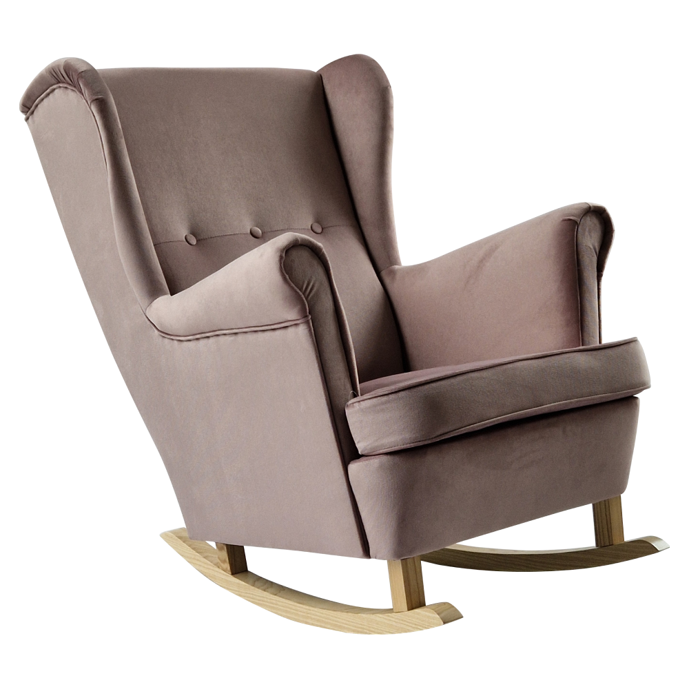 Houpací křeslo ušák, růžová/buk, TEJA