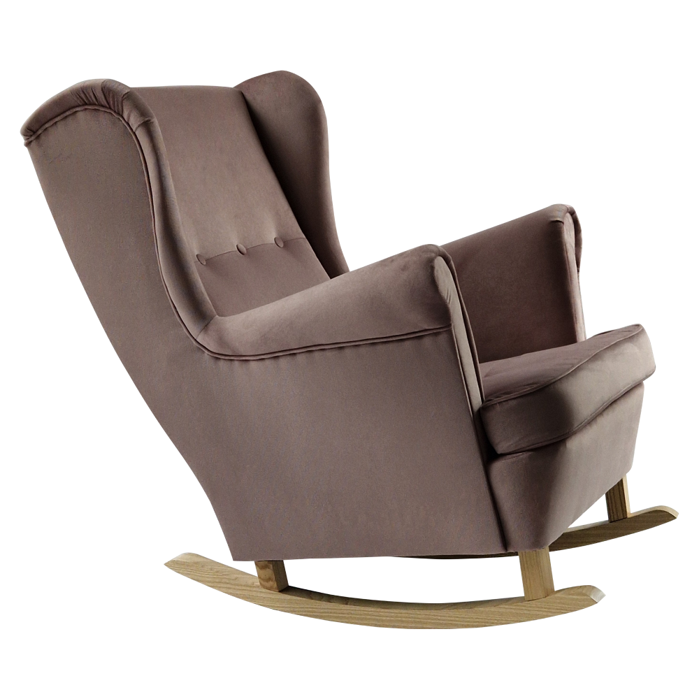 Houpací křeslo ušák, růžová/buk, TEJA