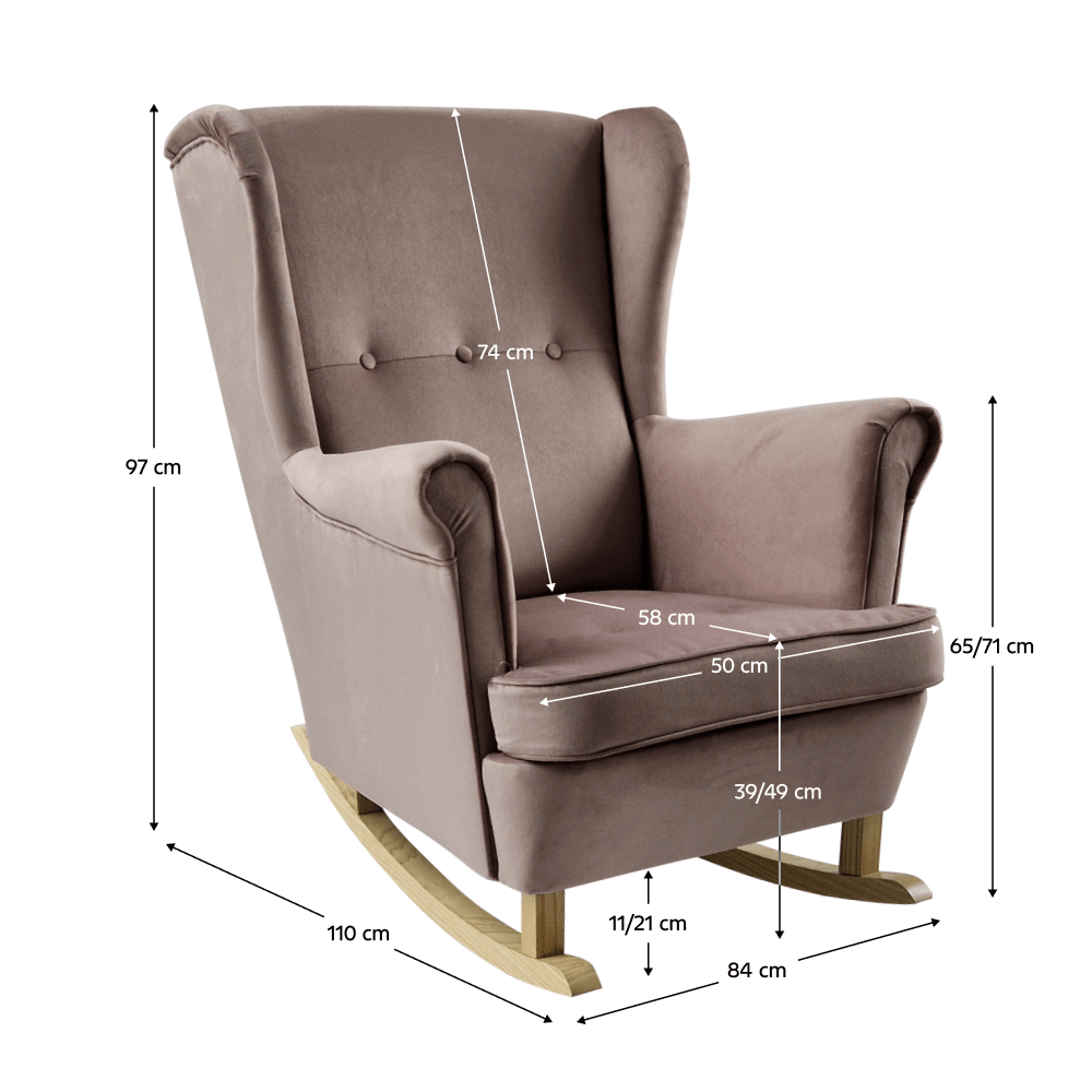 Houpací křeslo ušák, růžová/buk, TEJA