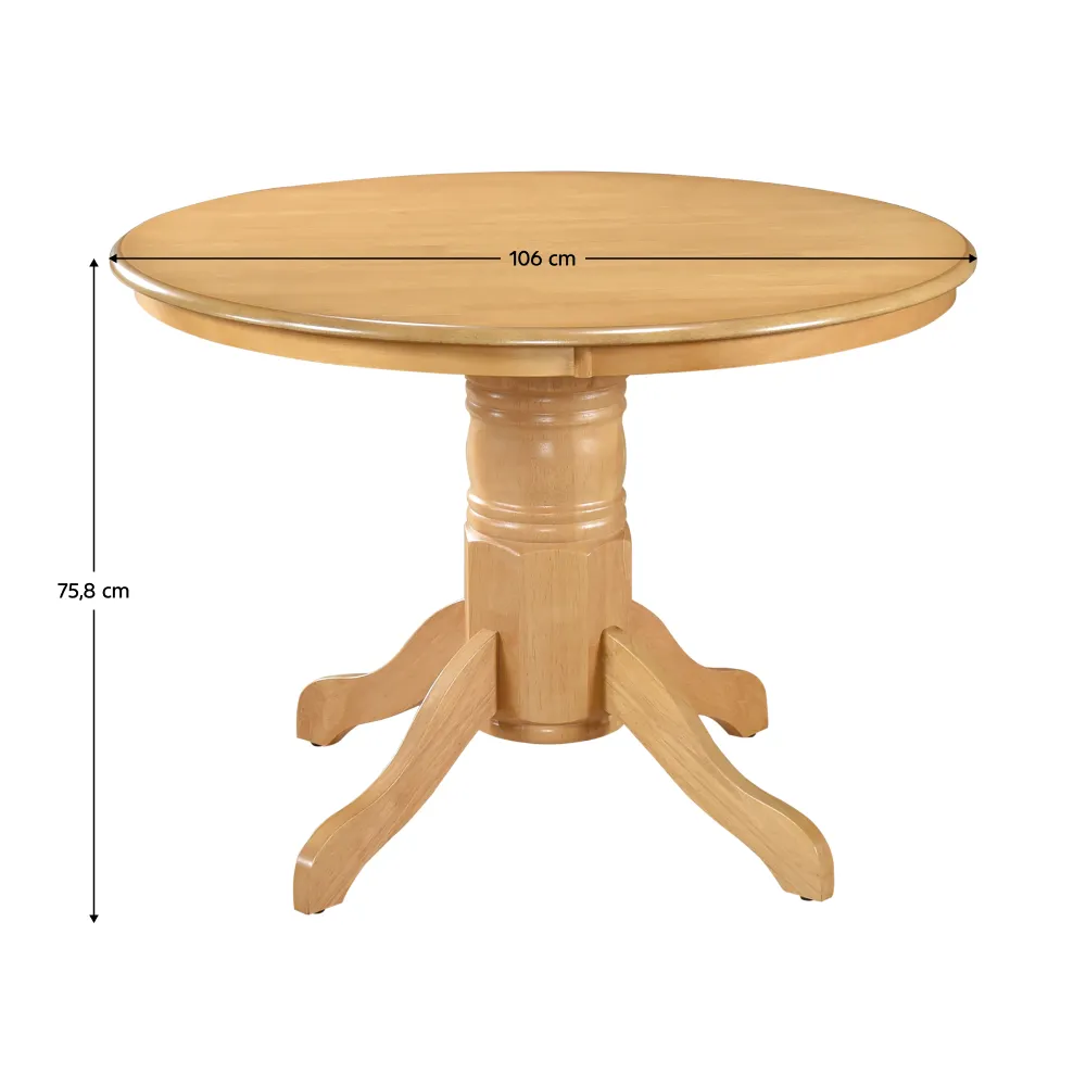 Jídelní stůl, kulatý, dub světlý, průměr 106 cm, TABLOS