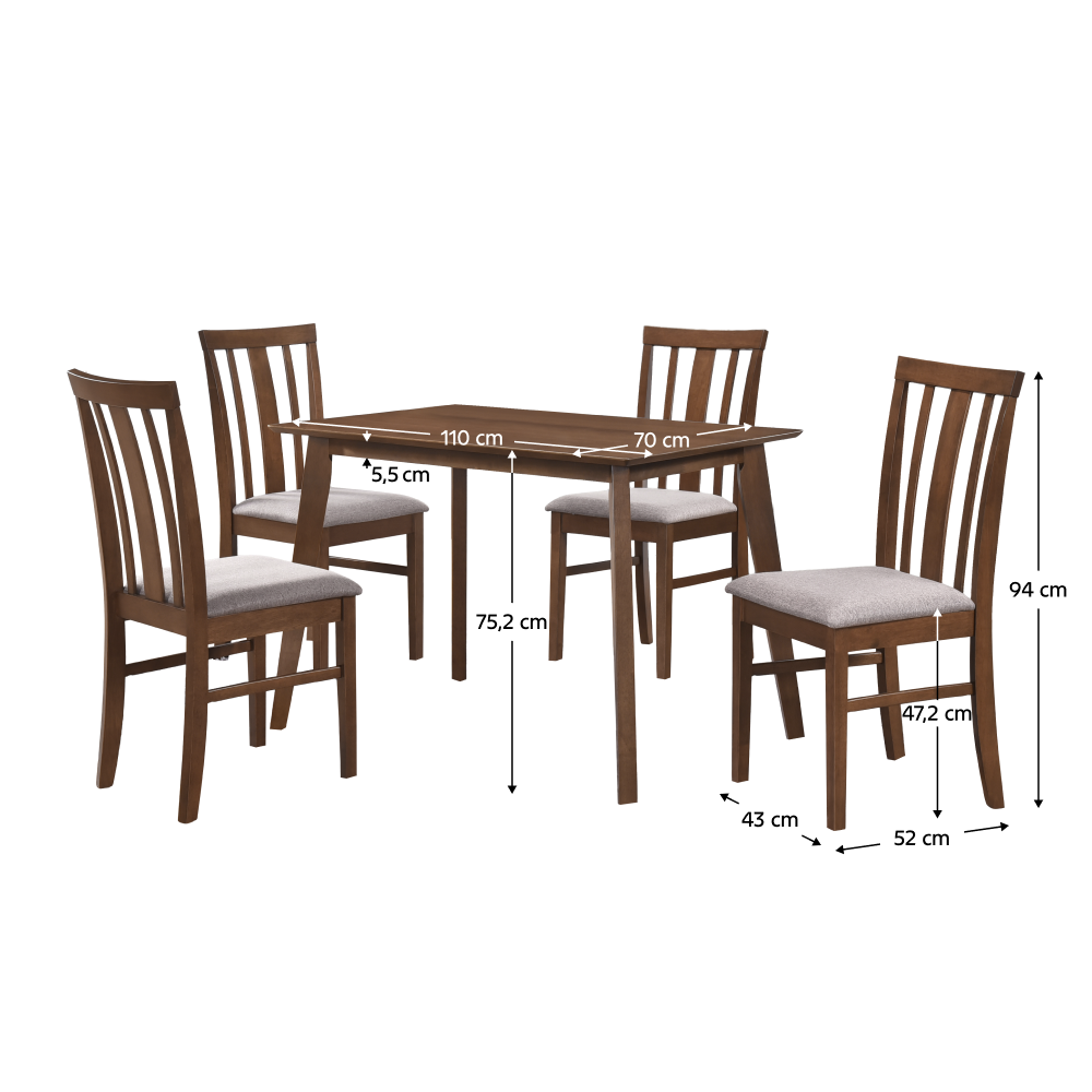 Jídelní set 1+4, ořech/béžová, ROIS SET