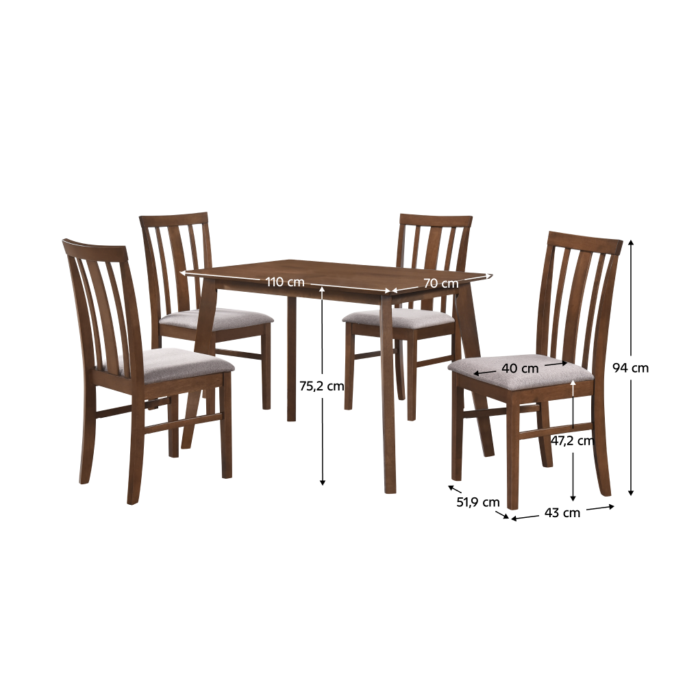 Jídelní set 1+4, ořech/béžová, ROIS SET