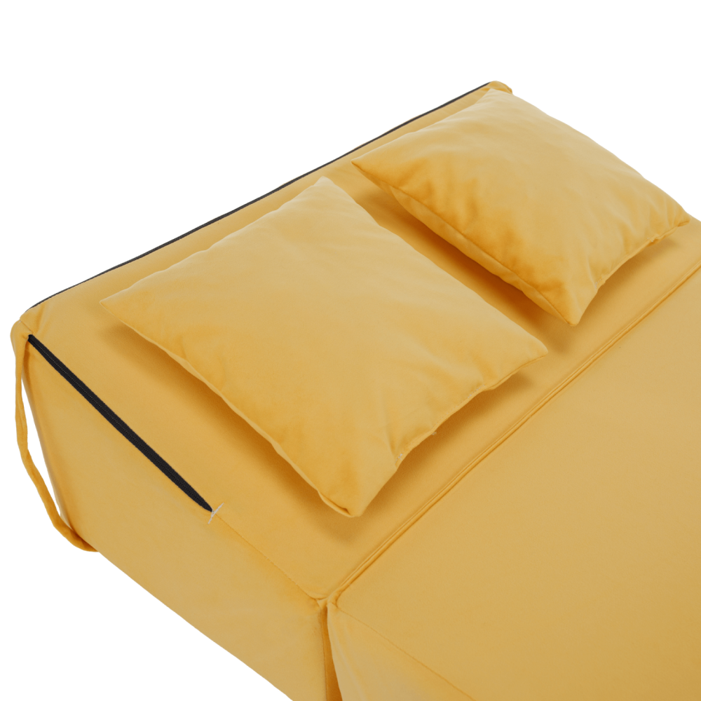 Skládací matrace/křeslo, 2v1, žlutá, PELOS