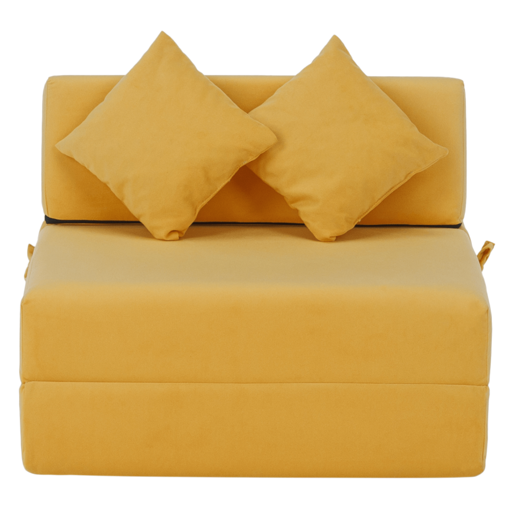 Skládací matrace/křeslo, 2v1, žlutá, PELOS