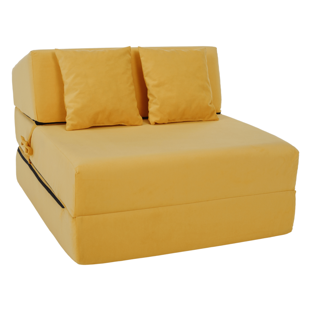 Skládací matrace/křeslo, 2v1, žlutá, PELOS