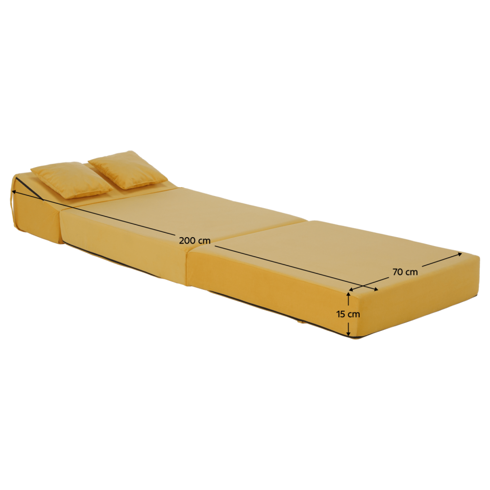 Skládací matrace/křeslo, 2v1, žlutá, PELOS