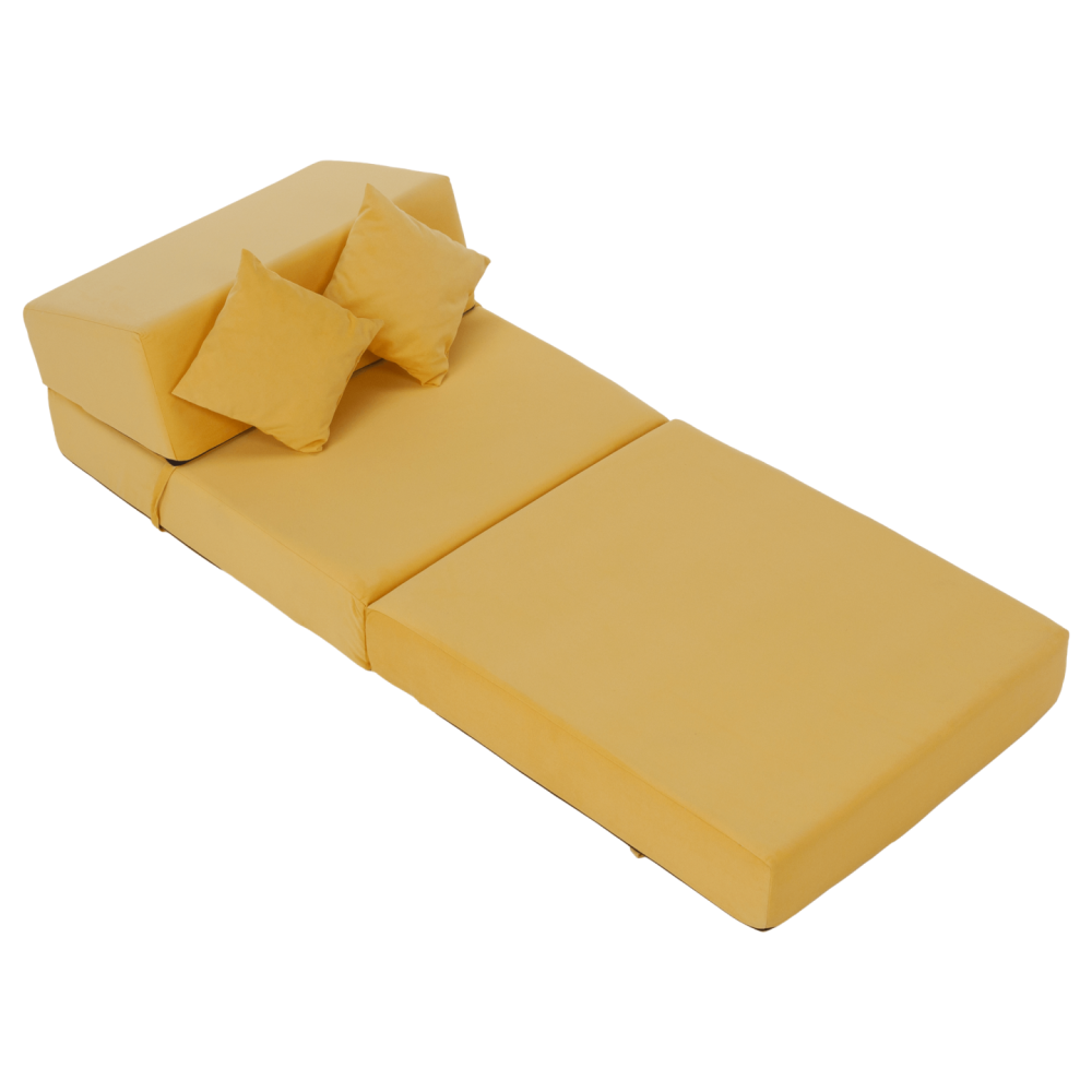 Skládací matrace/křeslo, 2v1, žlutá, PELOS