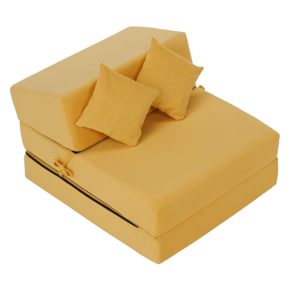 Skládací matrace/křeslo, 2v1, žlutá, PELOS