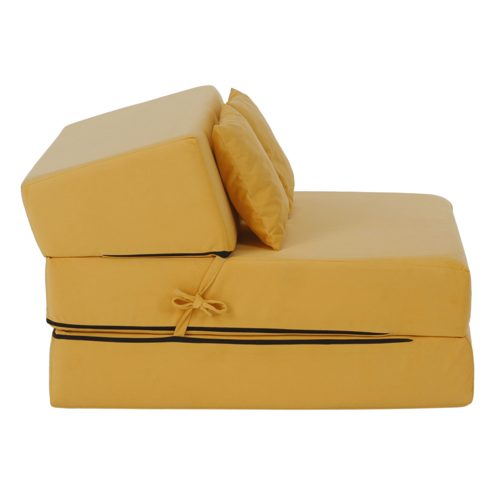 Skládací matrace/křeslo, 2v1, žlutá, PELOS