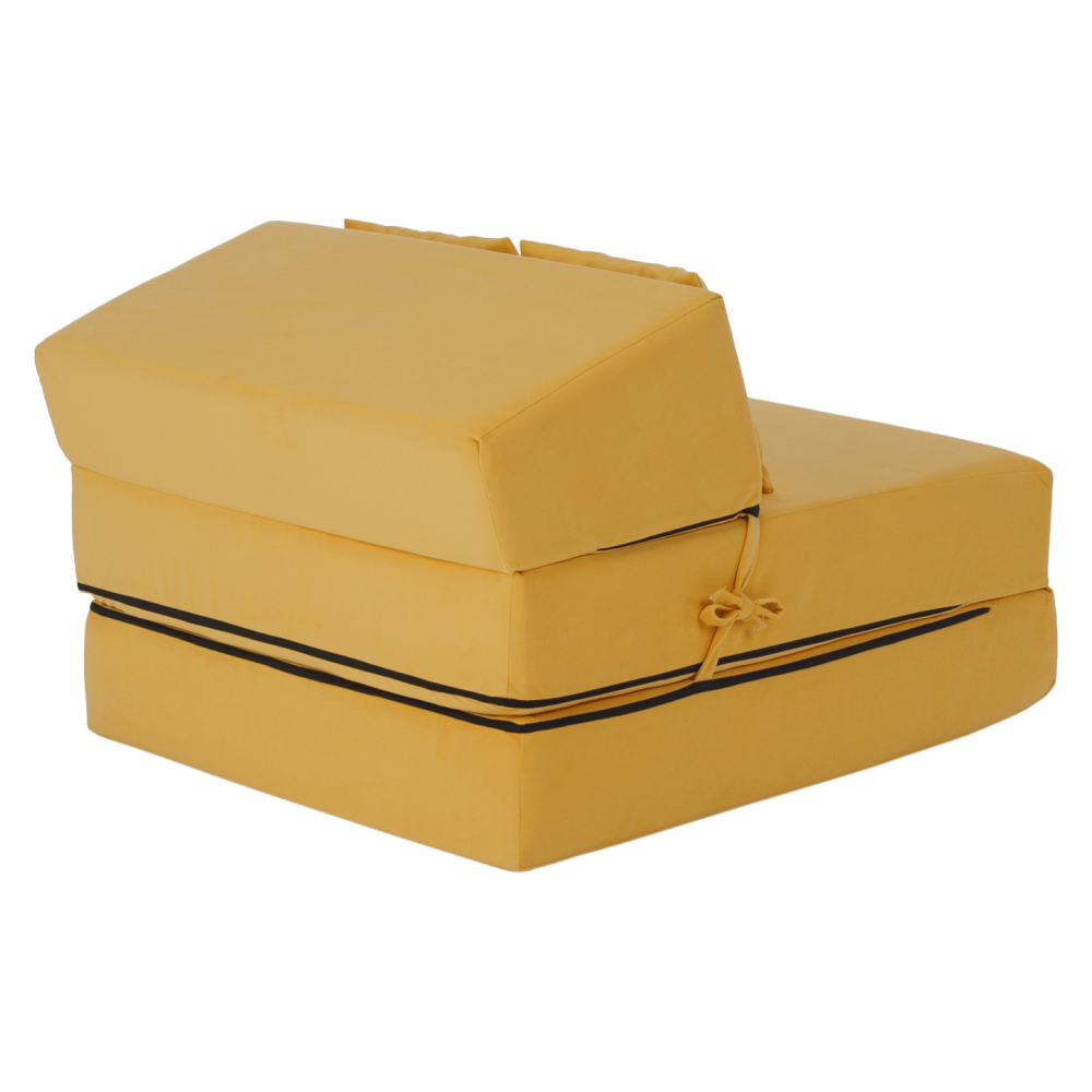 Skládací matrace/křeslo, 2v1, žlutá, PELOS