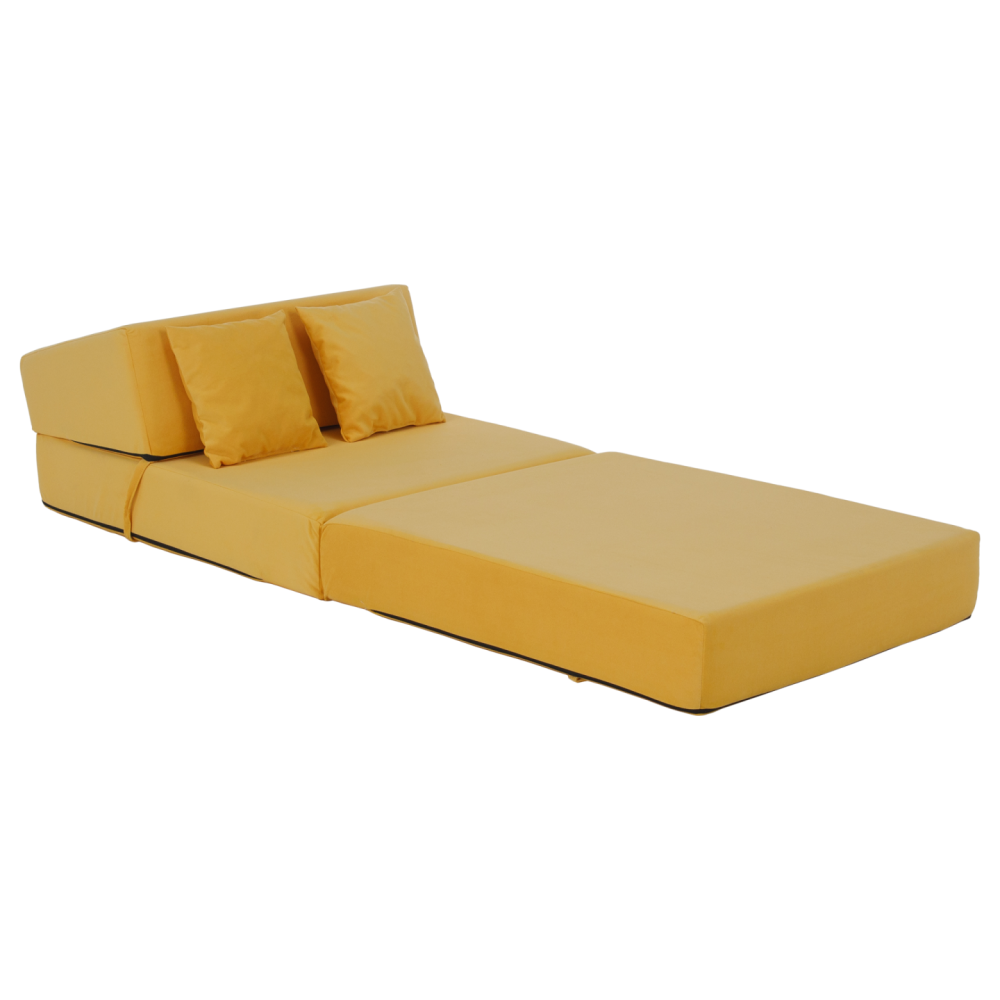 Skládací matrace/křeslo, 2v1, žlutá, PELOS