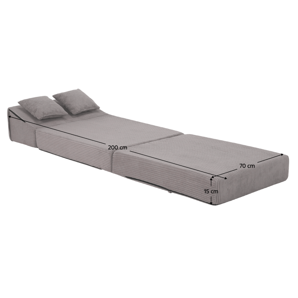Skládací matrace/křeslo, 2v1, šedá, PELOS