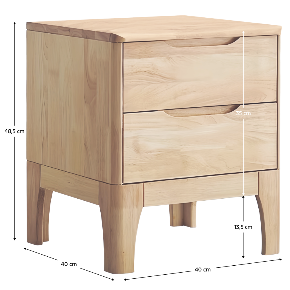 Noční stolek, masivní dřevo, přírodní, FERB