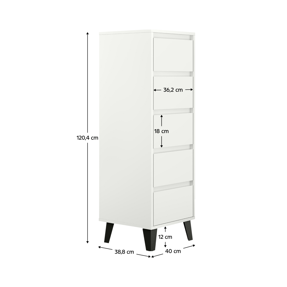 Komoda, bílá, BOGAN 5S40