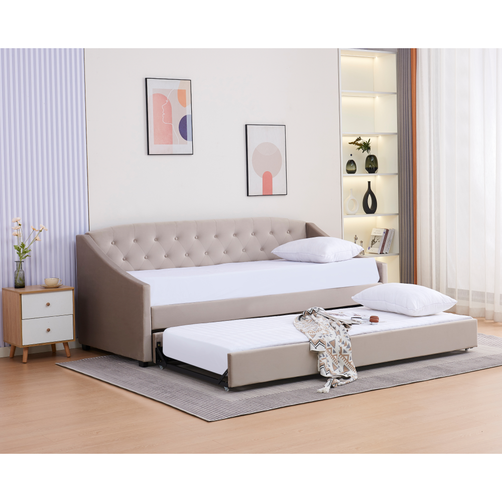 Rozkládací postel,  hnědošedá Taupe, ALODA