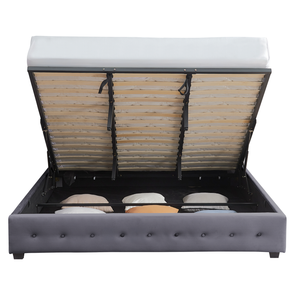 Postel s úložným prostorem, 160x200, šedá, MINDY