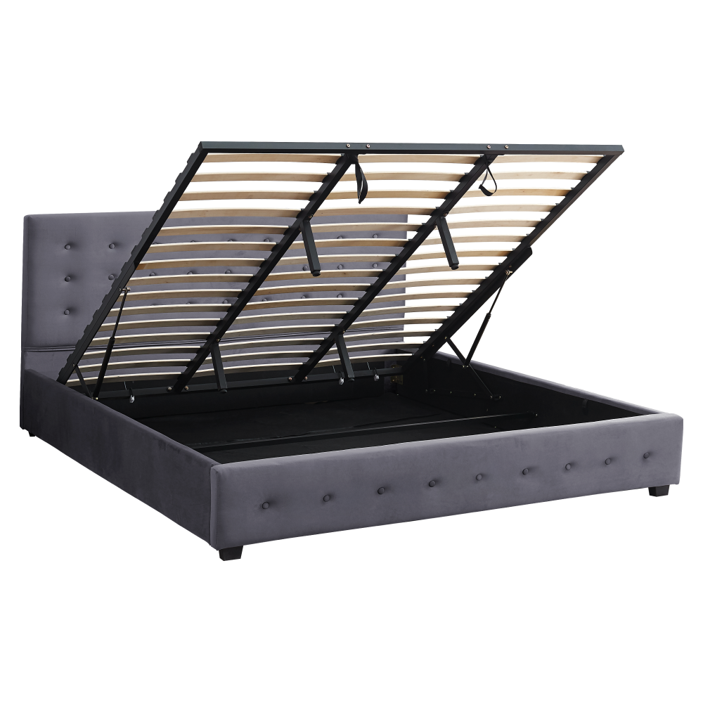 Postel s úložným prostorem, 160x200, šedá, MINDY