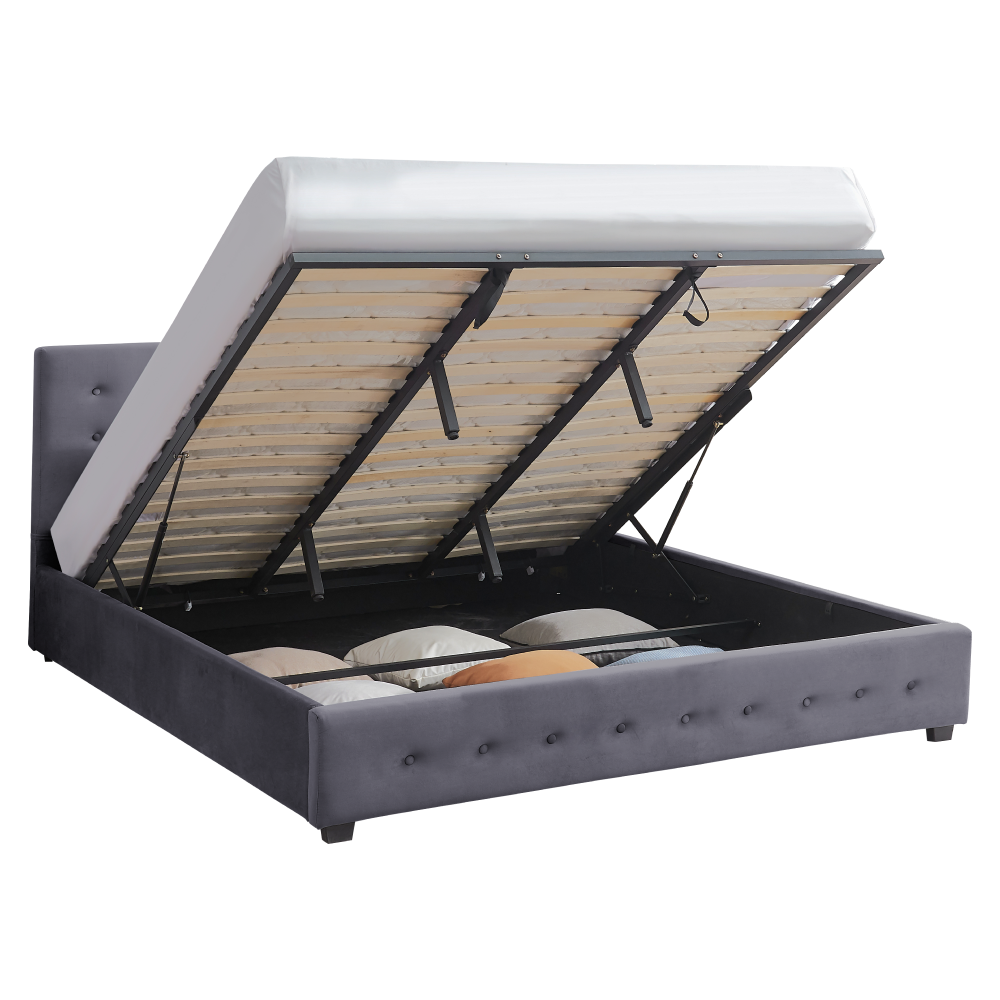 Postel s úložným prostorem, 160x200, šedá, MINDY