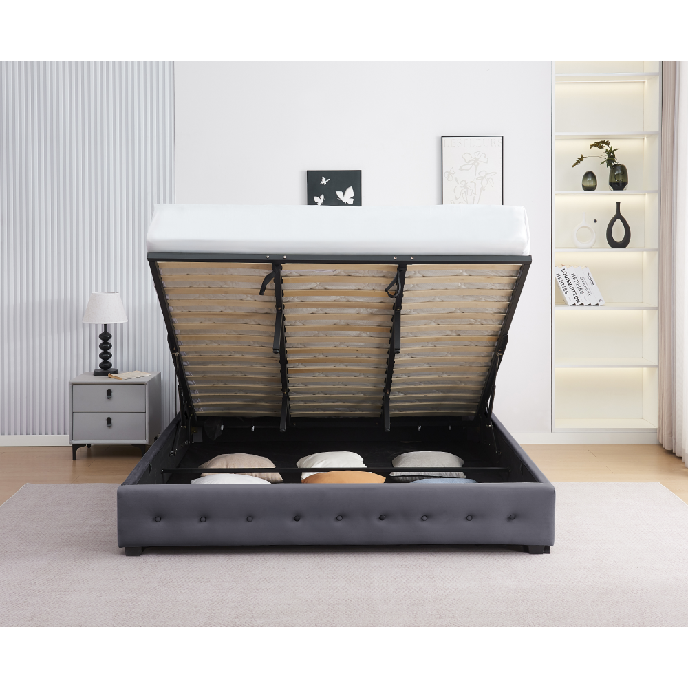 Postel s úložným prostorem, 160x200, šedá, MINDY