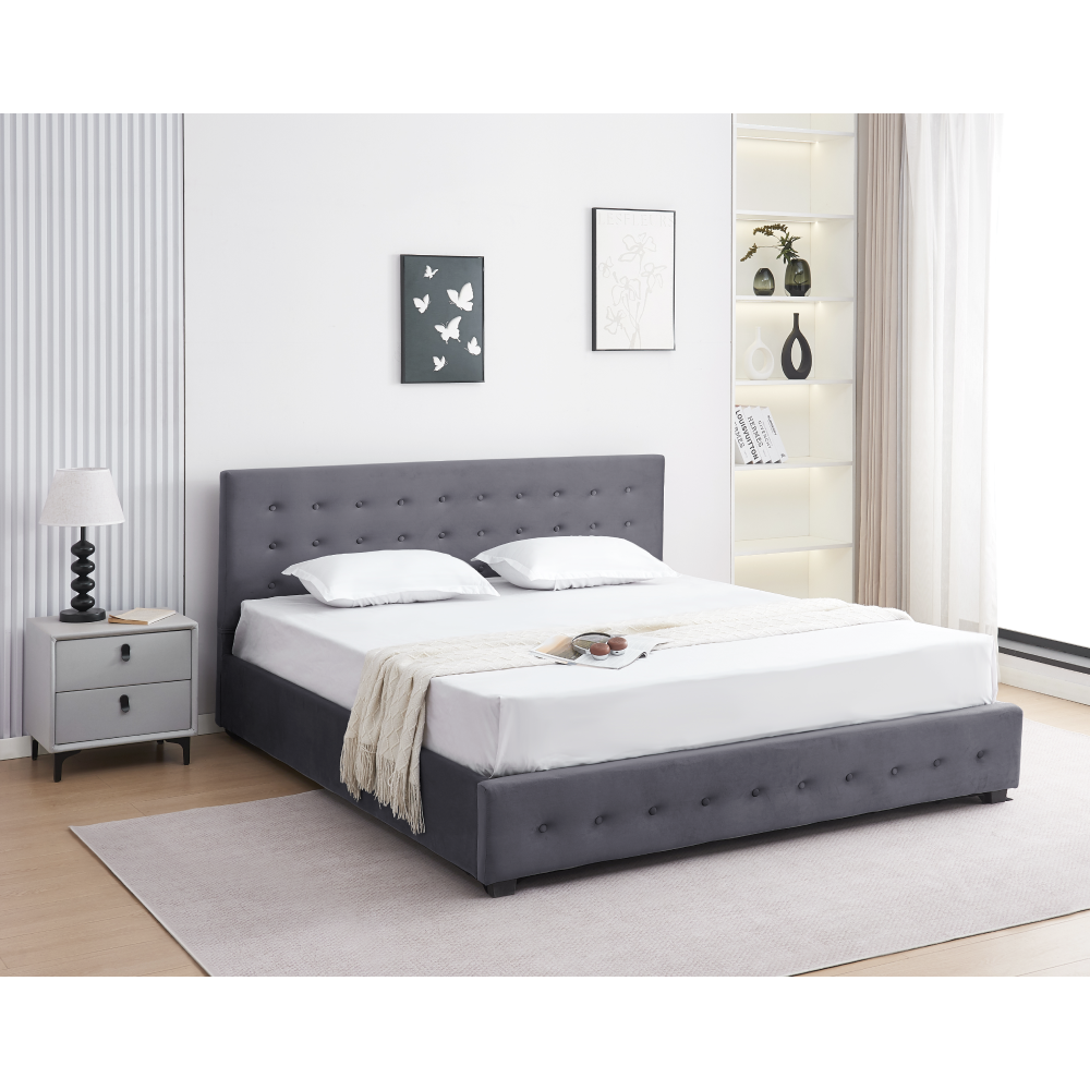 Postel s úložným prostorem, 180x200, šedá, MINDY