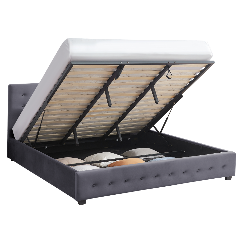 Postel s úložným prostorem, 180x200, šedá, MINDY