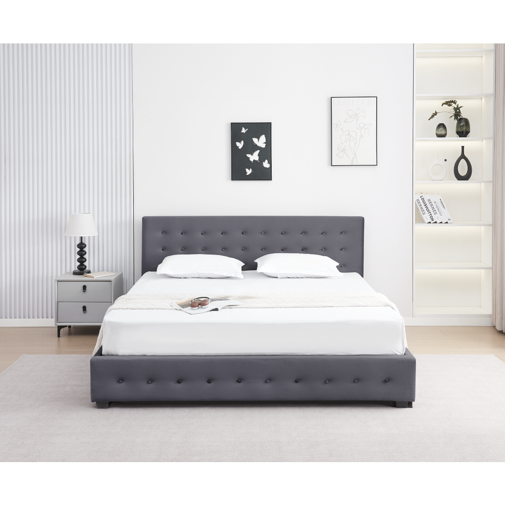 Postel s úložným prostorem, 180x200, šedá, MINDY