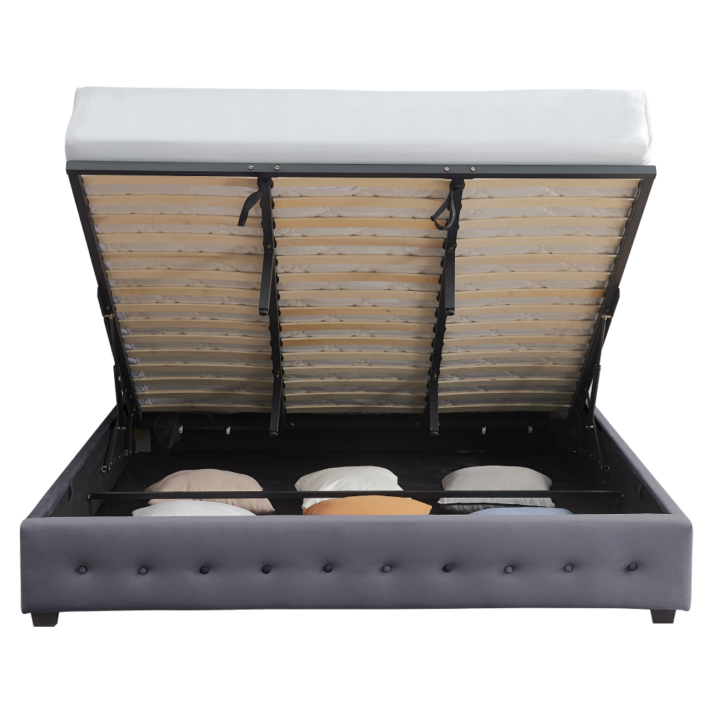 Postel s úložným prostorem, 180x200, šedá, MINDY