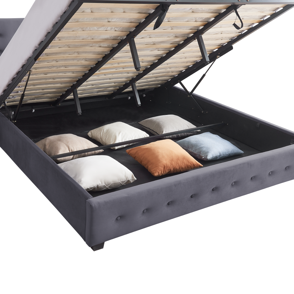 Postel s úložným prostorem, 180x200, šedá, MINDY