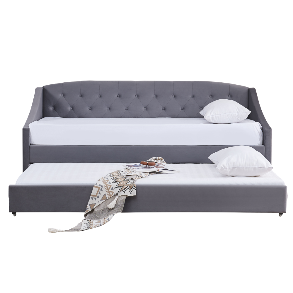 Rozkládací postel, šedá, ALODA