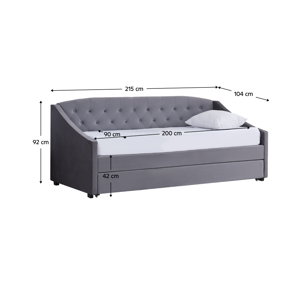 Rozkládací postel, šedá, ALODA