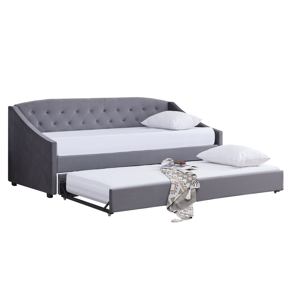 Rozkládací postel, šedá, ALODA