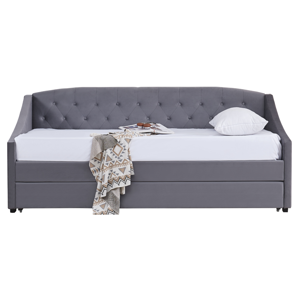 Rozkládací postel, šedá, ALODA