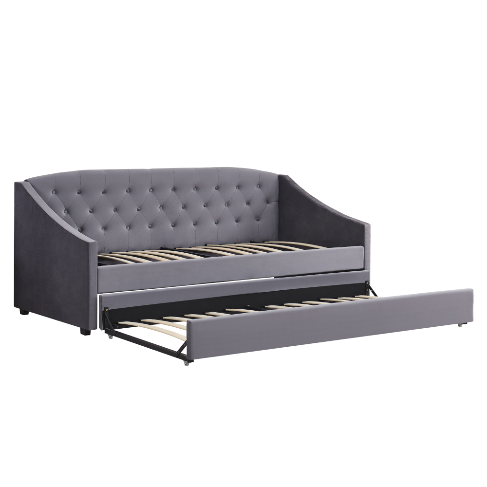 Rozkládací postel, šedá, ALODA