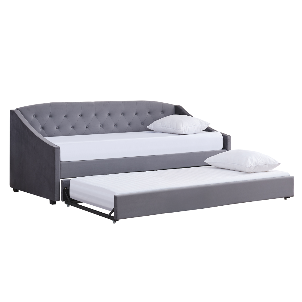 Rozkládací postel, šedá, ALODA