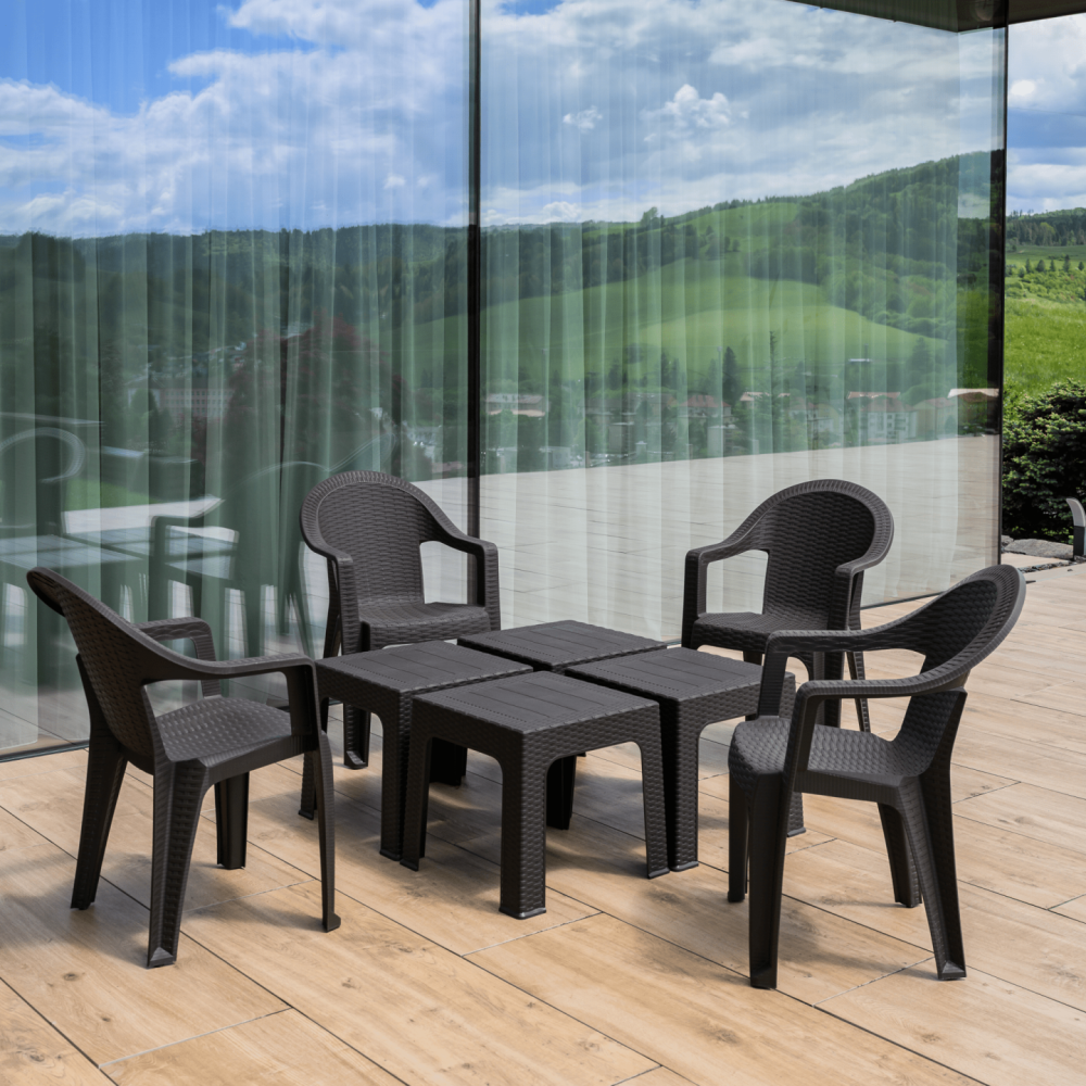 Zahradní odkládací stolek, hnědá, ZAMA