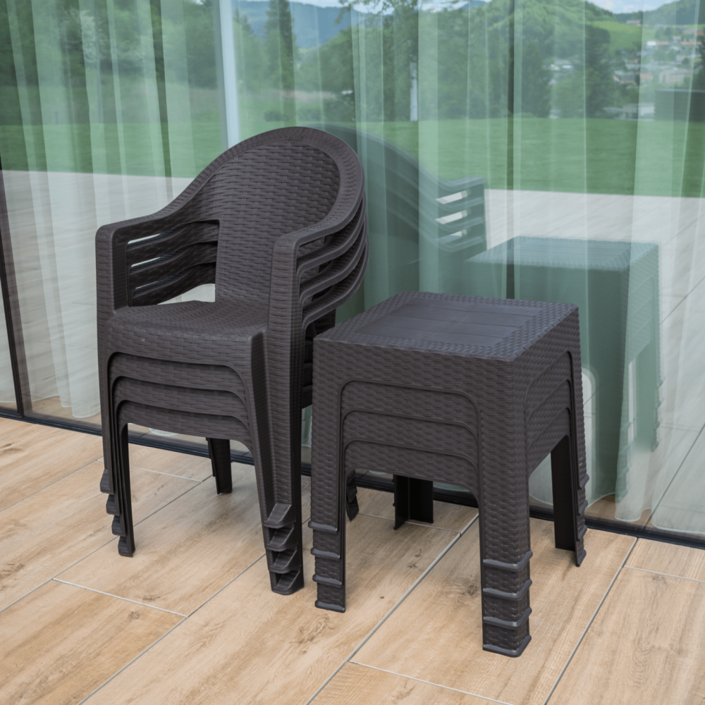 Zahradní odkládací stolek, hnědá, ZAMA