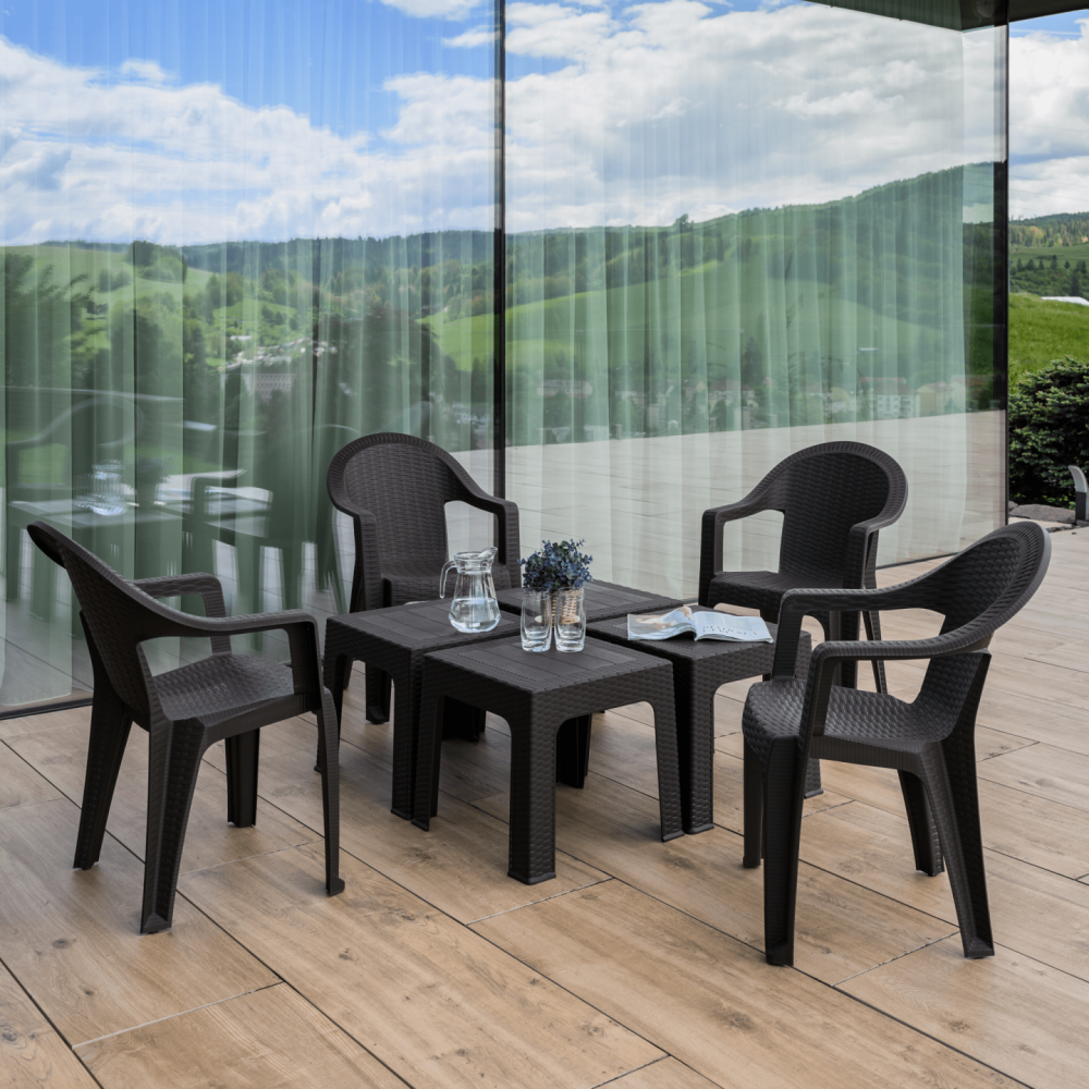 Zahradní odkládací stolek, hnědá, ZAMA