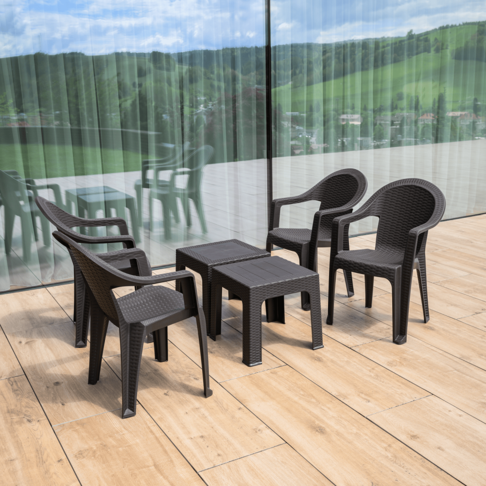 Zahradní odkládací stolek, hnědá, ZAMA